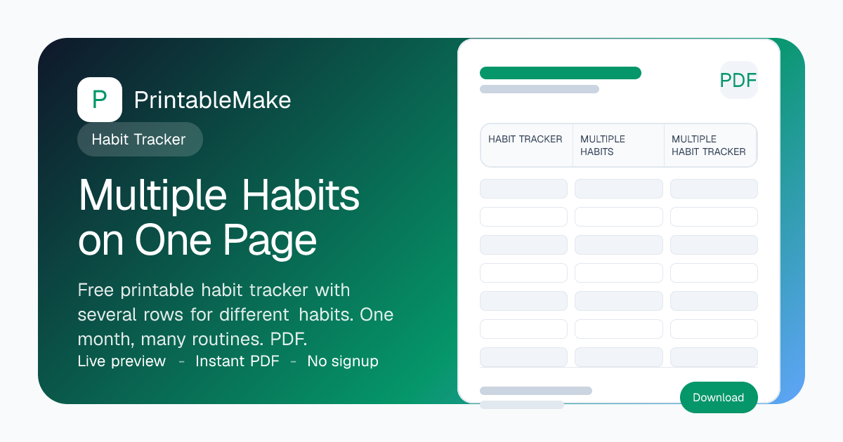 Multi-Habit Tracker Printable — Free PDF