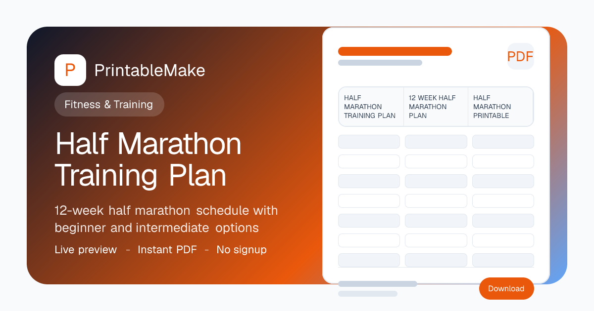 Half Marathon Training Plan — Free 12-Week Printable PDF ...