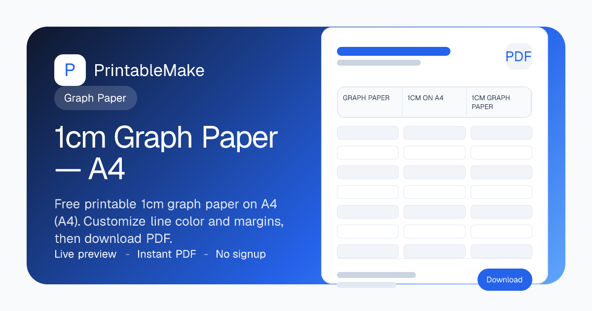 1cm Graph Paper on A4 — Free Printable PDF