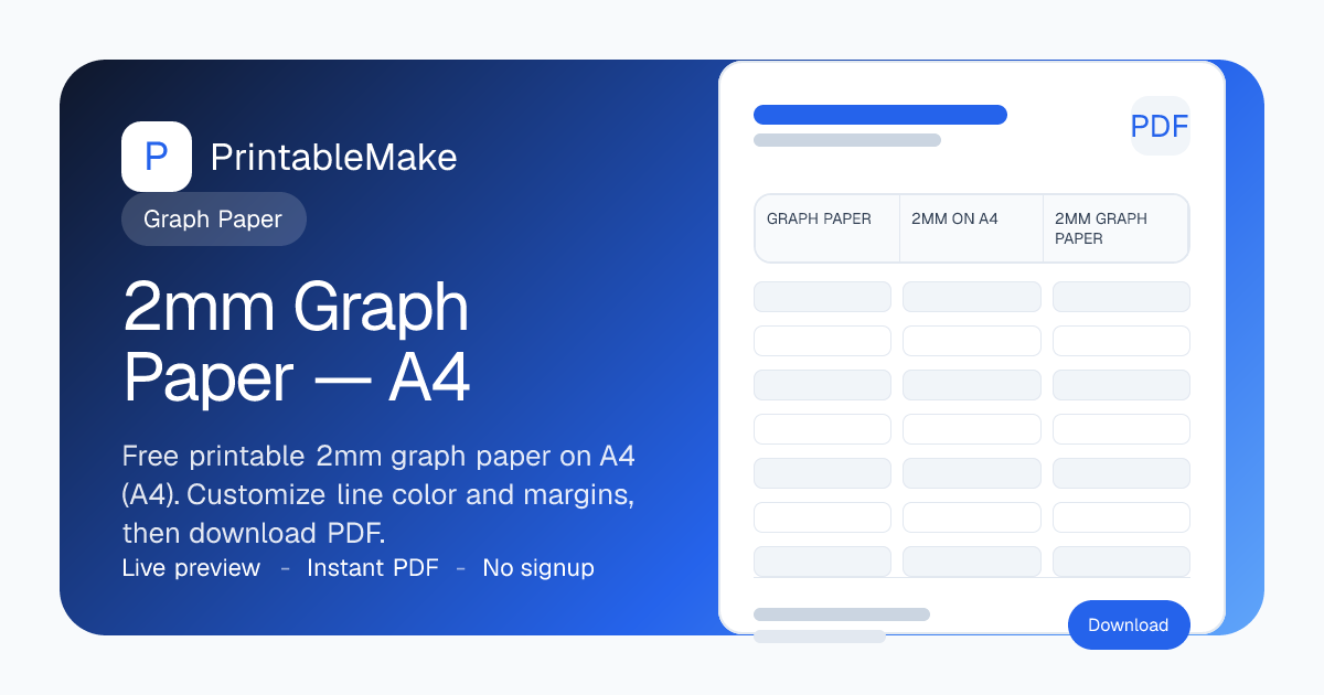 2mm Graph Paper on A4 — Free Printable PDF