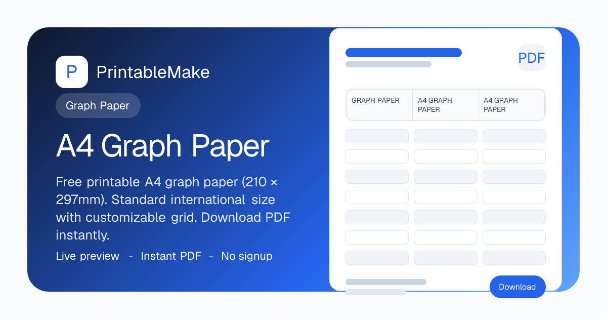 A4 Graph Paper — Free Printable Grid Paper PDF (210×297mm)