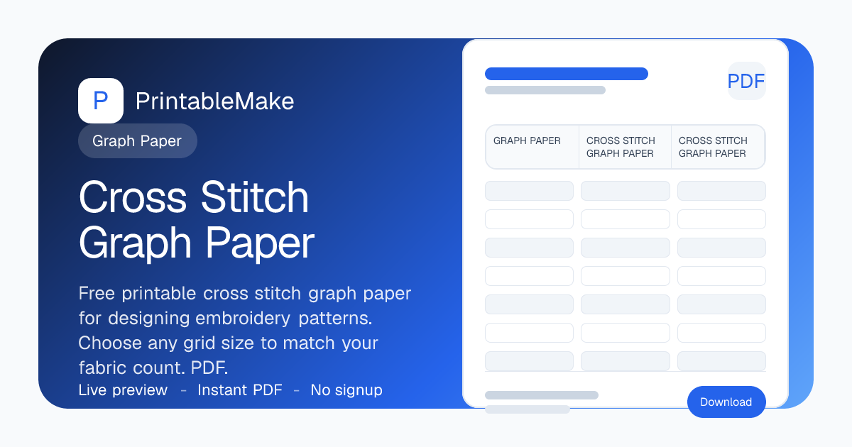Cross Stitch Graph Paper — Free Printable Pattern Grid PDF