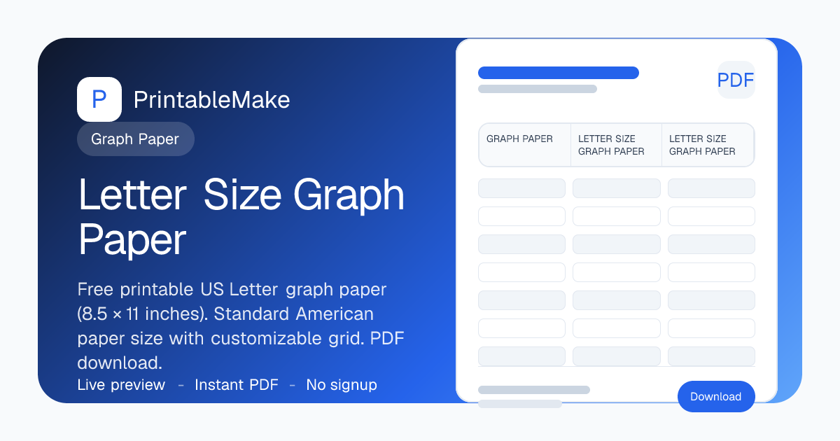 Letter Size Graph Paper — Free Printable US Grid Paper PDF (8.5×11