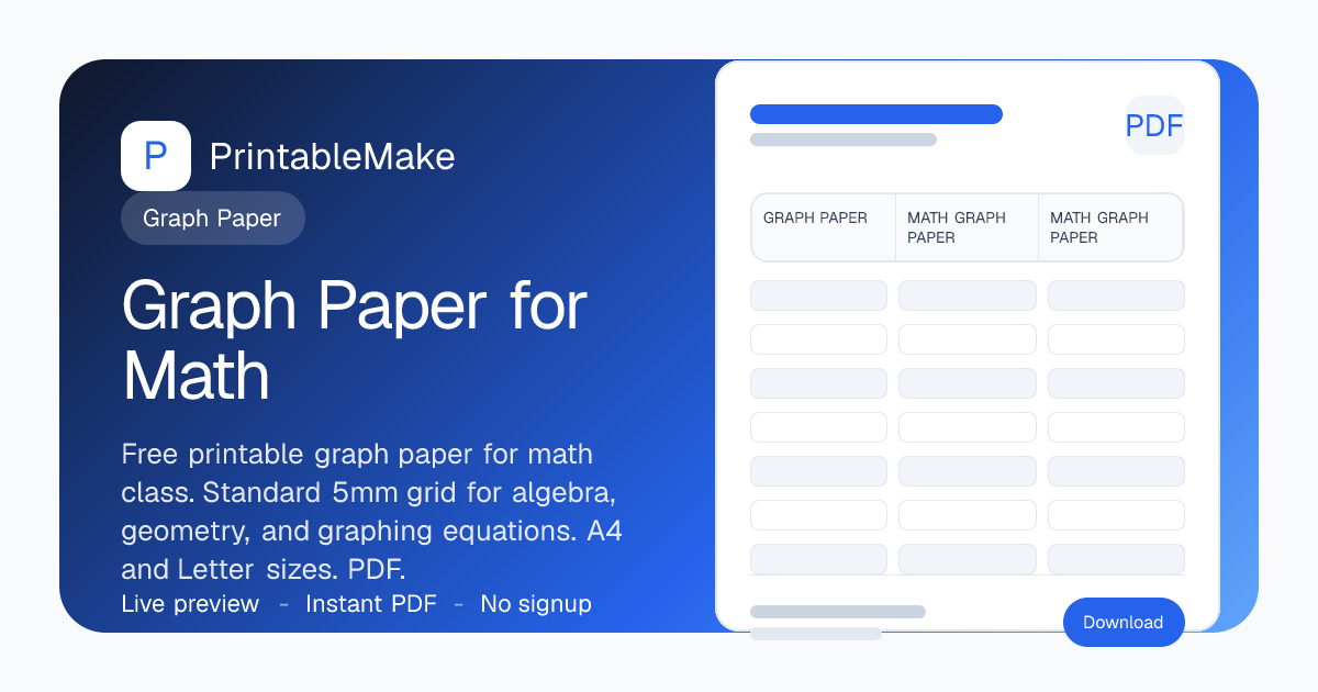 Graph Paper for Math — Free Printable Math Grid PDF