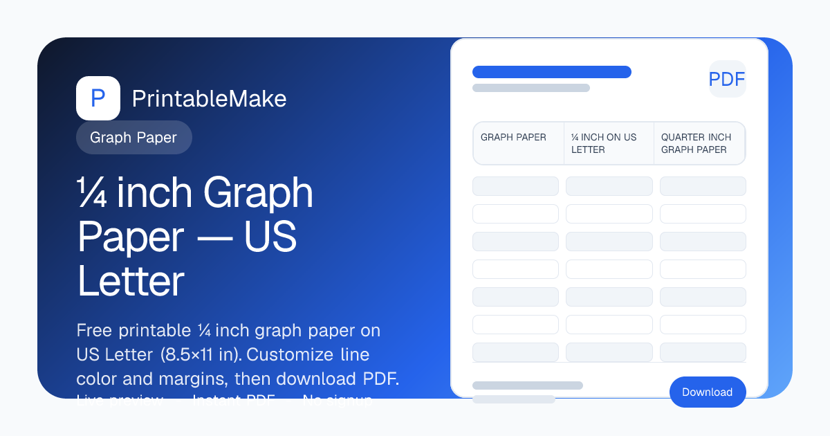 ¼ inch Graph Paper on US Letter — Free Printable PDF