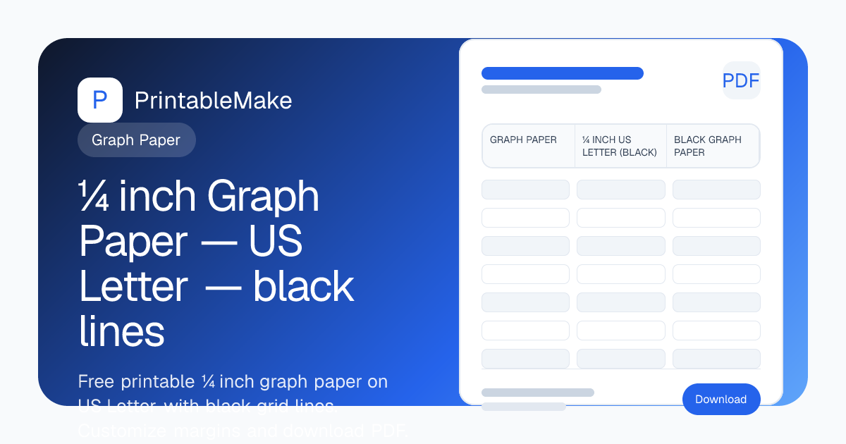 black ¼ inch Graph Paper on US Letter — Free Printable PDF