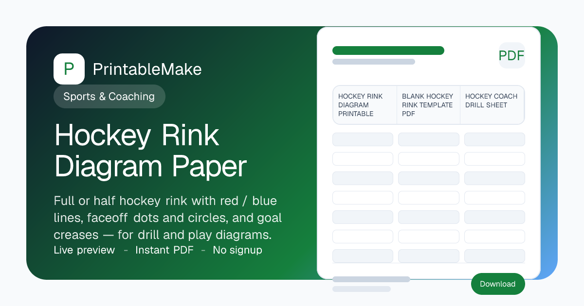 Hockey Rink Diagram Paper — Free Printable PDF | PrintableMake