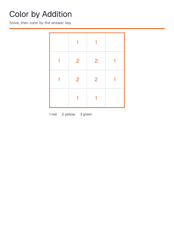 Color by Addition — printable PDF preview