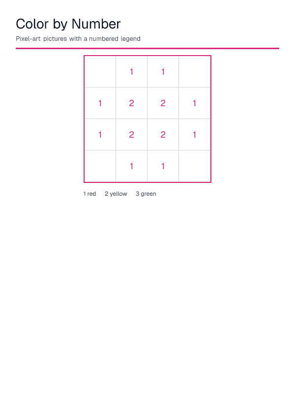 Color by Number — printable PDF preview