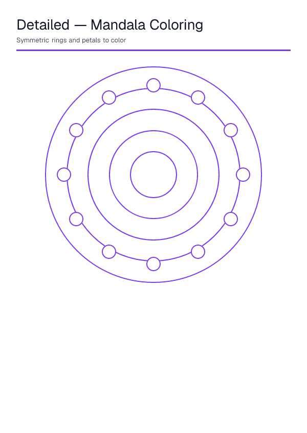 Detailed — Mandala Coloring — printable PDF preview