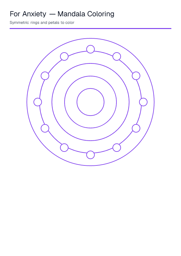For Anxiety — Mandala Coloring — printable PDF preview
