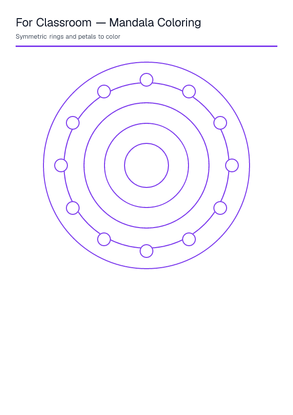 For Classroom — Mandala Coloring — printable PDF preview