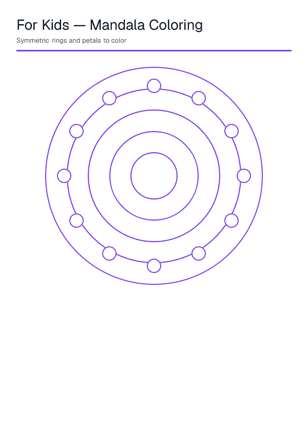 For Kids — Mandala Coloring — printable PDF preview