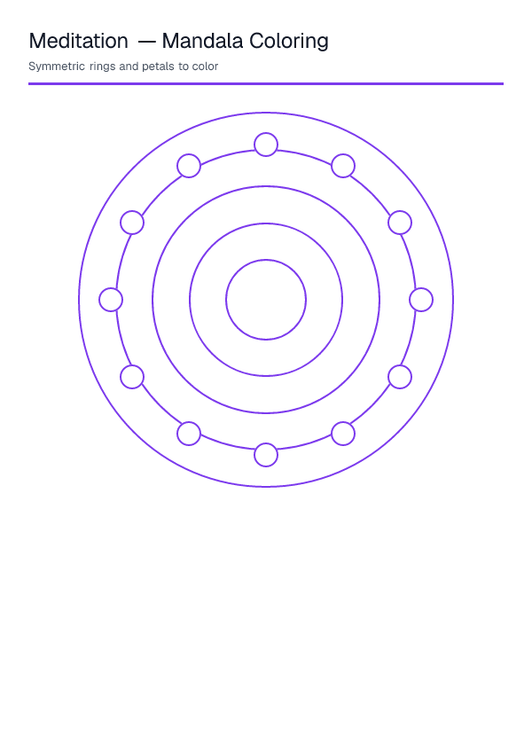 Meditation — Mandala Coloring — printable PDF preview