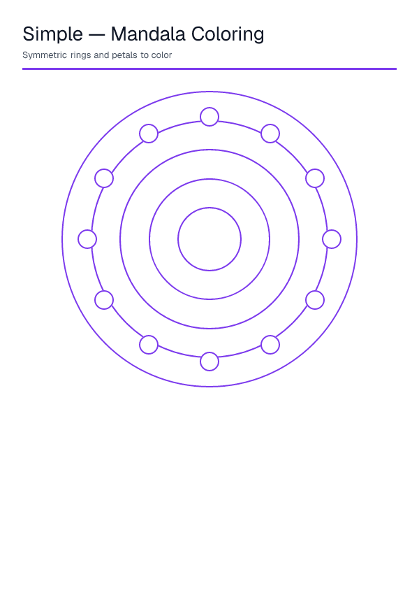 Simple — Mandala Coloring — printable PDF preview