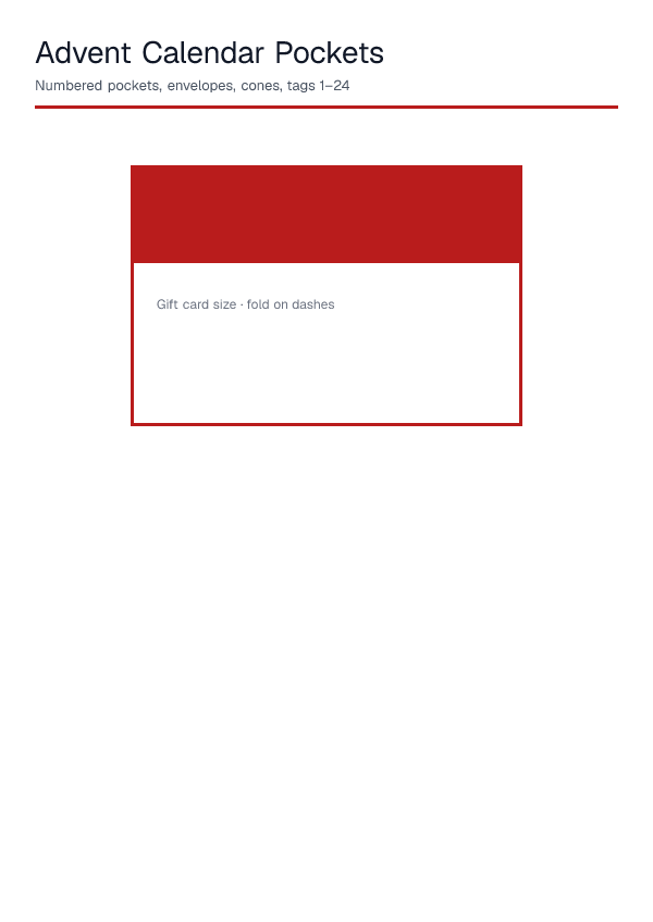 Advent Calendar Pockets — printable PDF preview