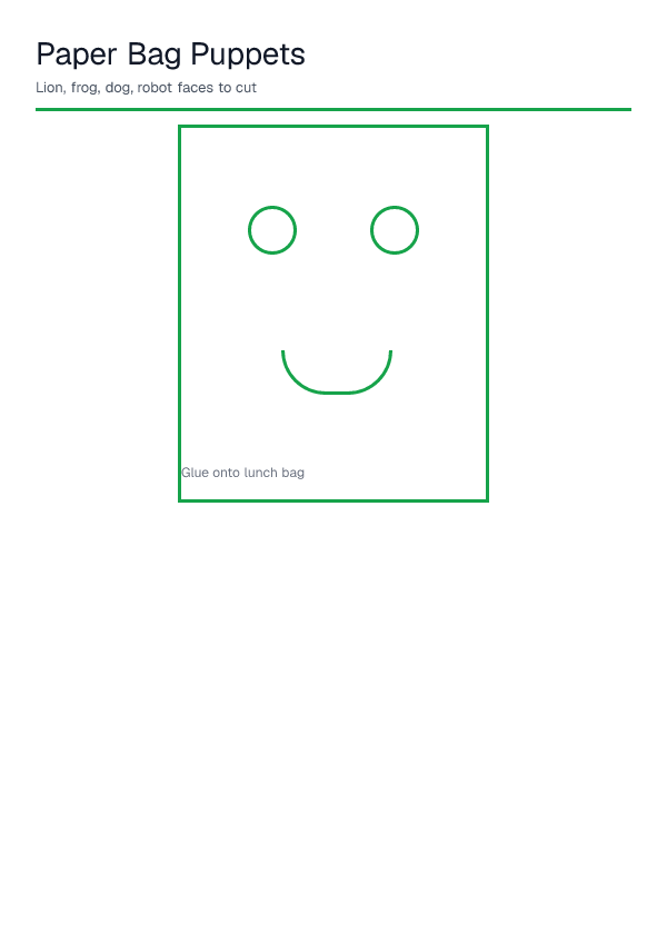 Paper Bag Puppets — printable PDF preview