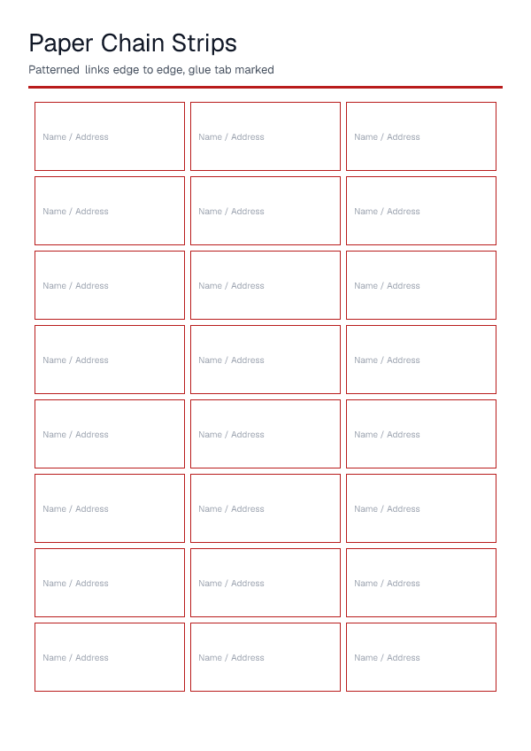 Paper Chain Strips — printable PDF preview