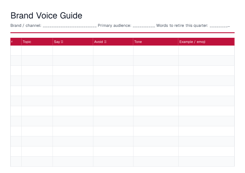 Brand Voice Guide — printable PDF preview