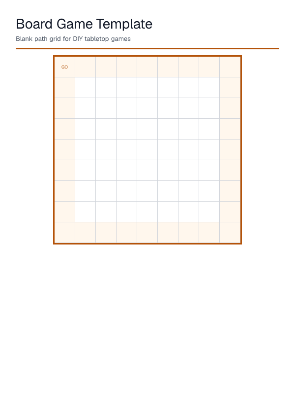 Board Game Template — printable PDF preview
