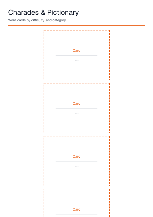 Charades & Pictionary — printable PDF preview