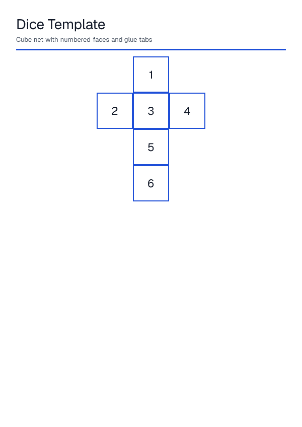 Dice Template — printable PDF preview