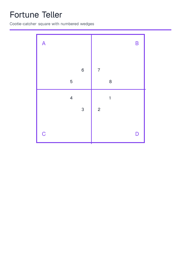 Fortune Teller — printable PDF preview