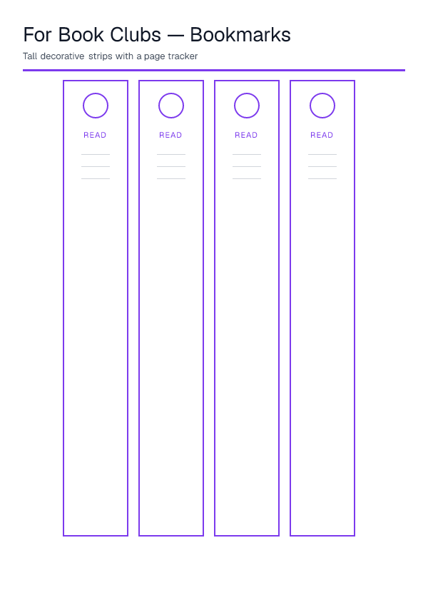For Book Clubs — Bookmarks — printable PDF preview