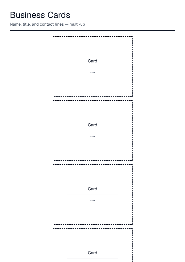 Business Cards — printable PDF preview