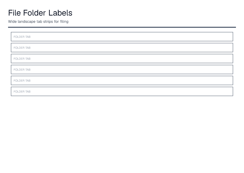 File Folder Labels — printable PDF preview