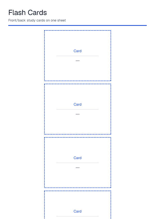 Flash Cards — printable PDF preview