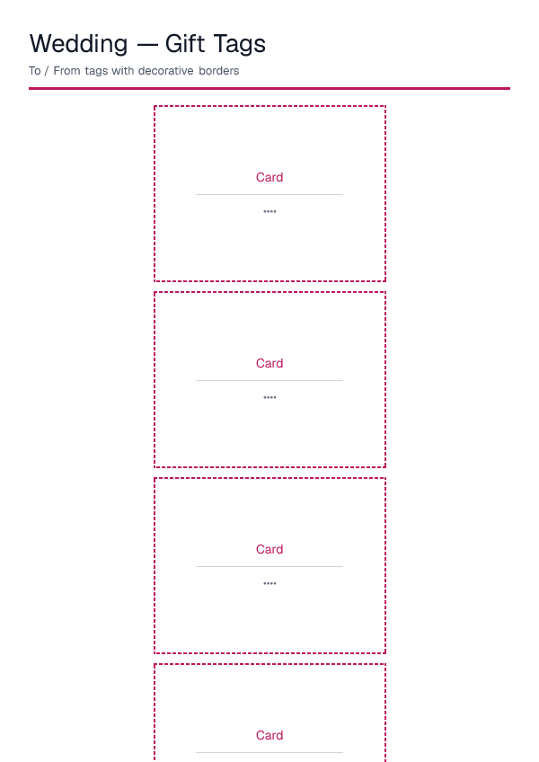Wedding — Gift Tags — printable PDF preview
