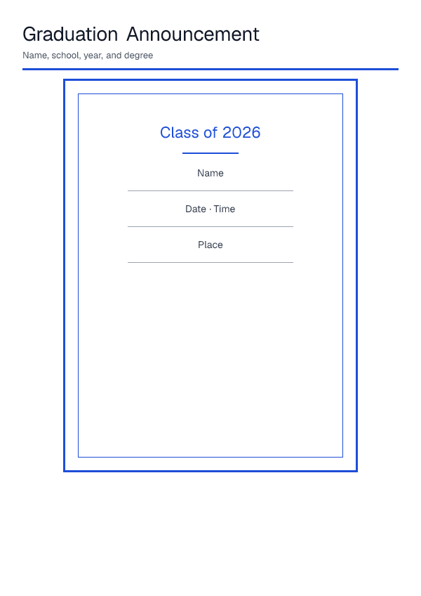 Graduation Announcement — printable PDF preview