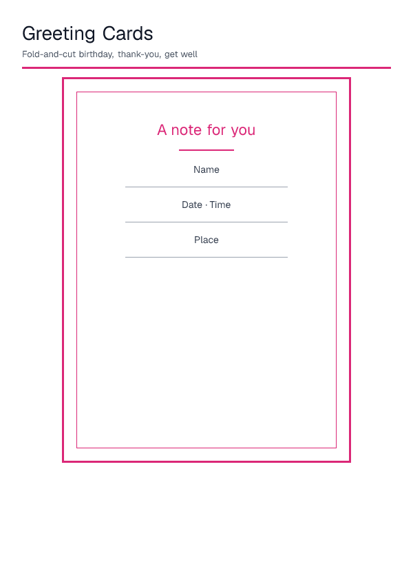 Greeting Cards — printable PDF preview