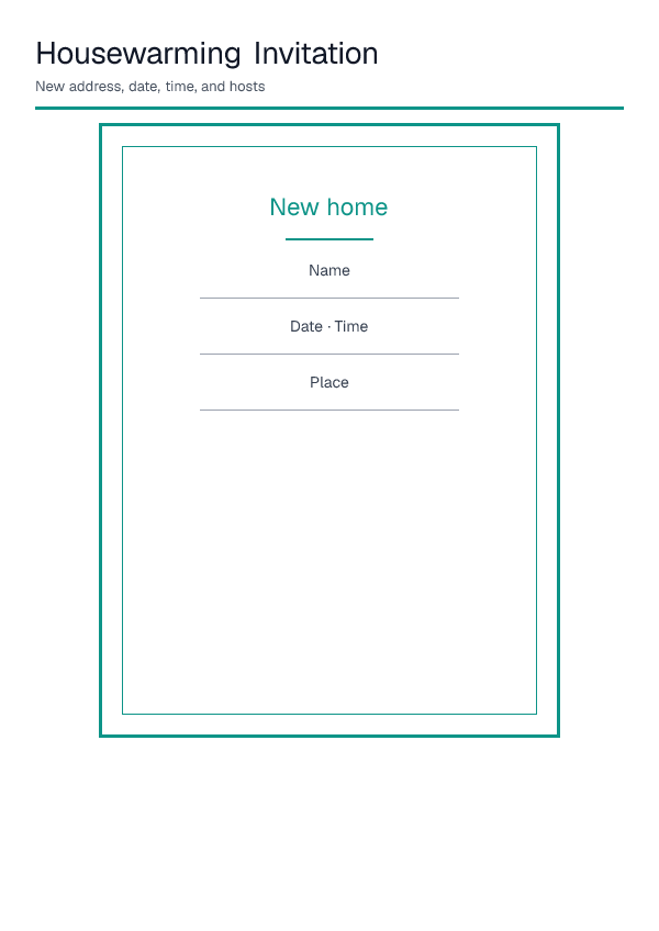 Housewarming Invitation — printable PDF preview