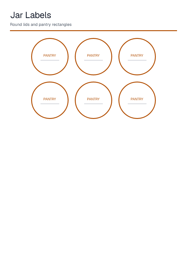 Jar Labels — printable PDF preview