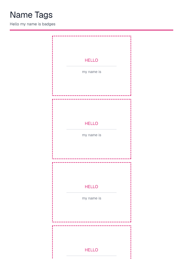 Name Tags — printable PDF preview