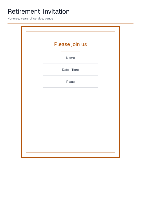 Retirement Invitation — printable PDF preview