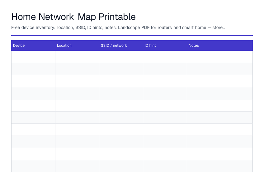 Home Network Map Printable — printable PDF preview