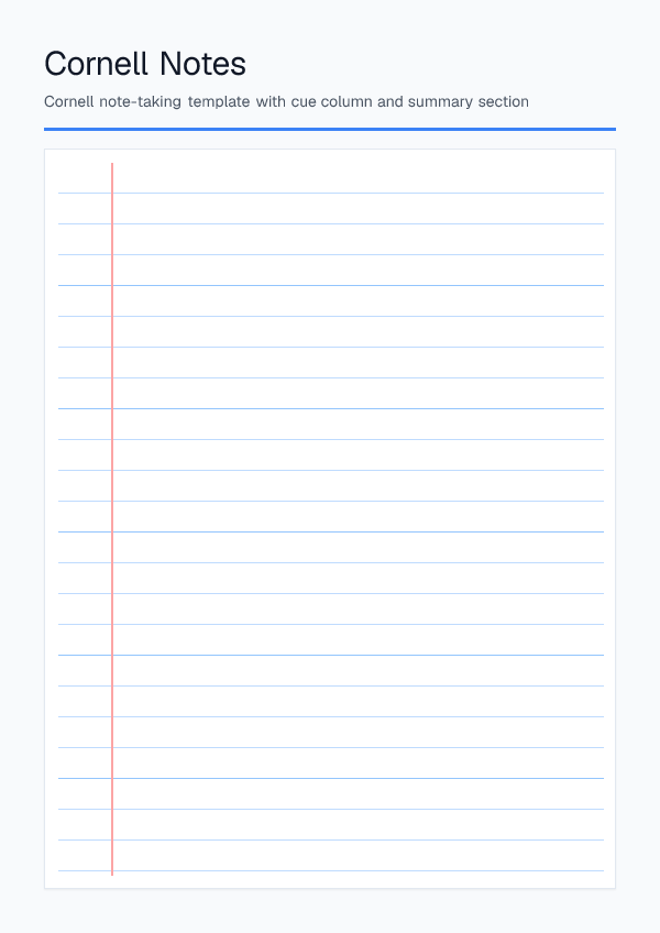 Cornell Notes — printable PDF preview