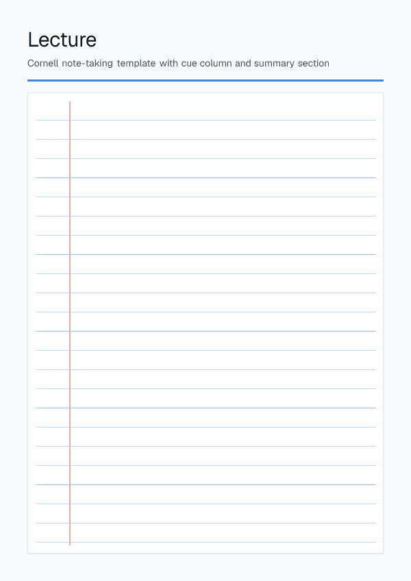 Lecture — Cornell Notes — printable PDF preview