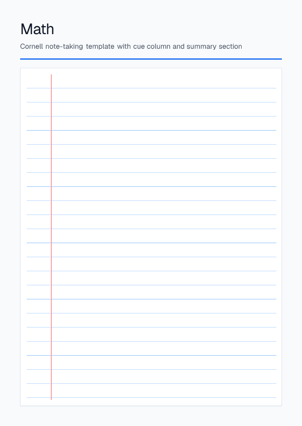 Math — Cornell Notes — printable PDF preview