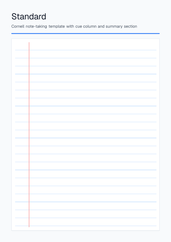 Standard — Cornell Notes — printable PDF preview