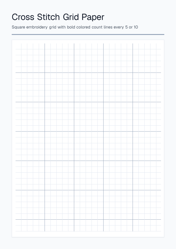 Cross Stitch Grid Paper — printable PDF preview