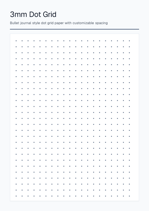 3mm — Dot Grid Paper — printable PDF preview