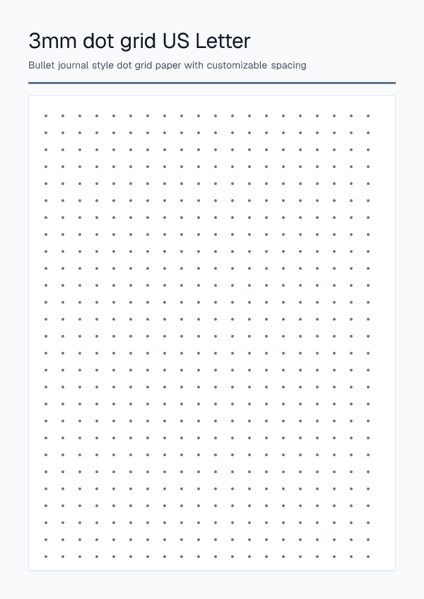 3mm Letter Blue — Dot Grid Paper — printable PDF preview