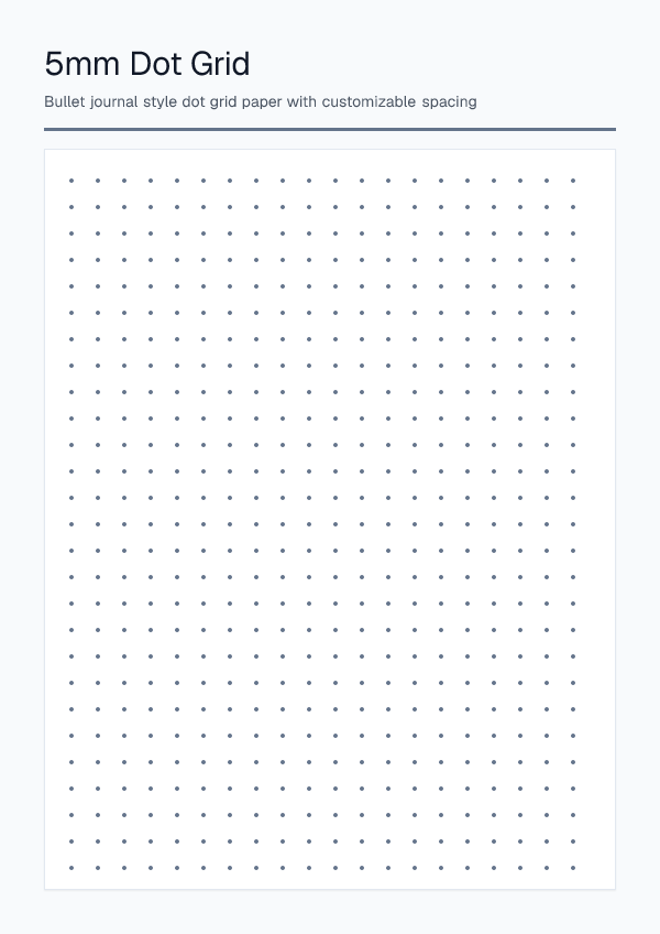 5mm — Dot Grid Paper — printable PDF preview
