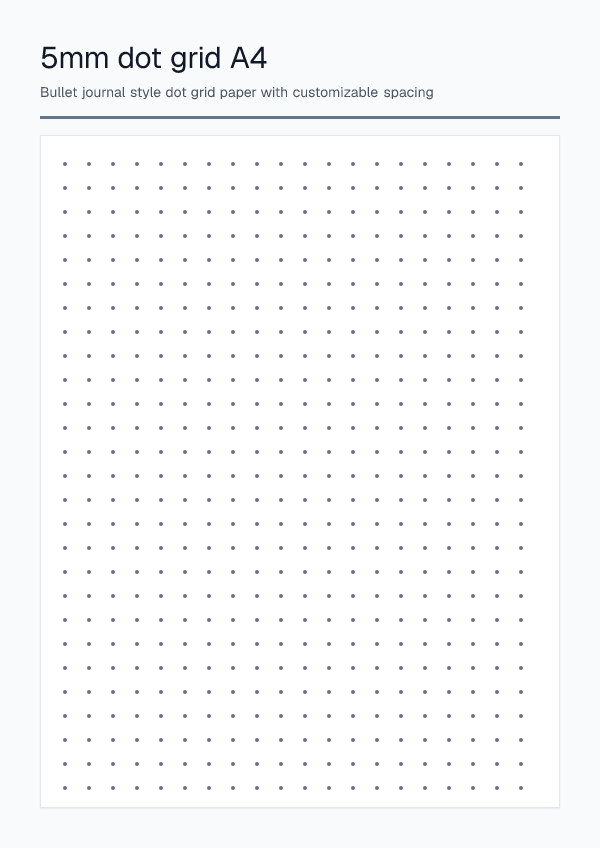 5mm A4 Blue — Dot Grid Paper — printable PDF preview