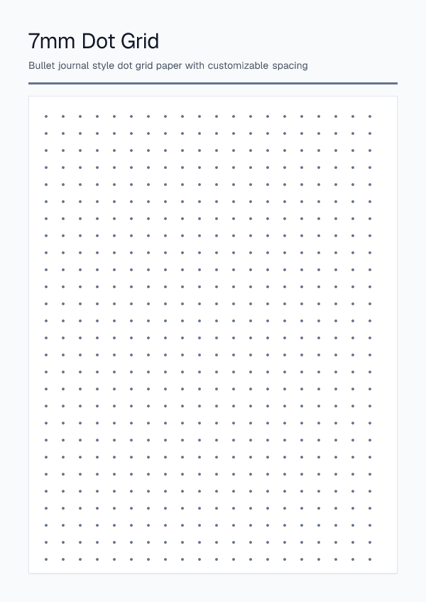 7mm — Dot Grid Paper — printable PDF preview