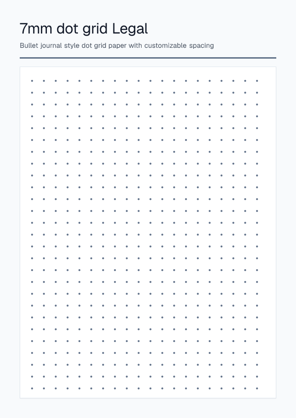 7mm Legal Gray — Dot Grid Paper — printable PDF preview